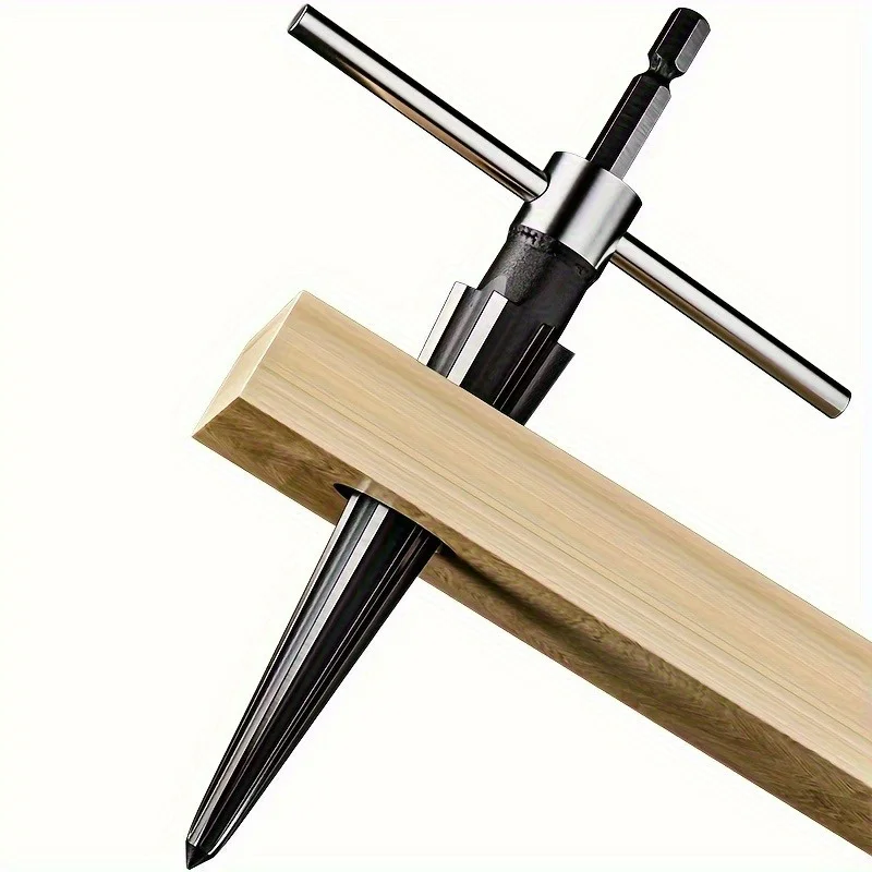 Hex Hole Reamer Set - Hand Held Taper Cutter for Wood, Metal and Plastic - Drill Compatible Chamfer Tool Accessory