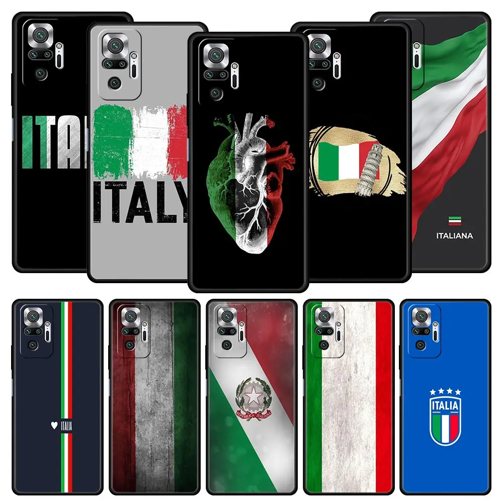 ITALY Flag Phone Case For Xiaomi Redmi Note 13 12 5G 11 10 Pro Plus 4G 9S 9 8 7 9T 13C 12C 10C 9C 9A Soft Silicone Cover