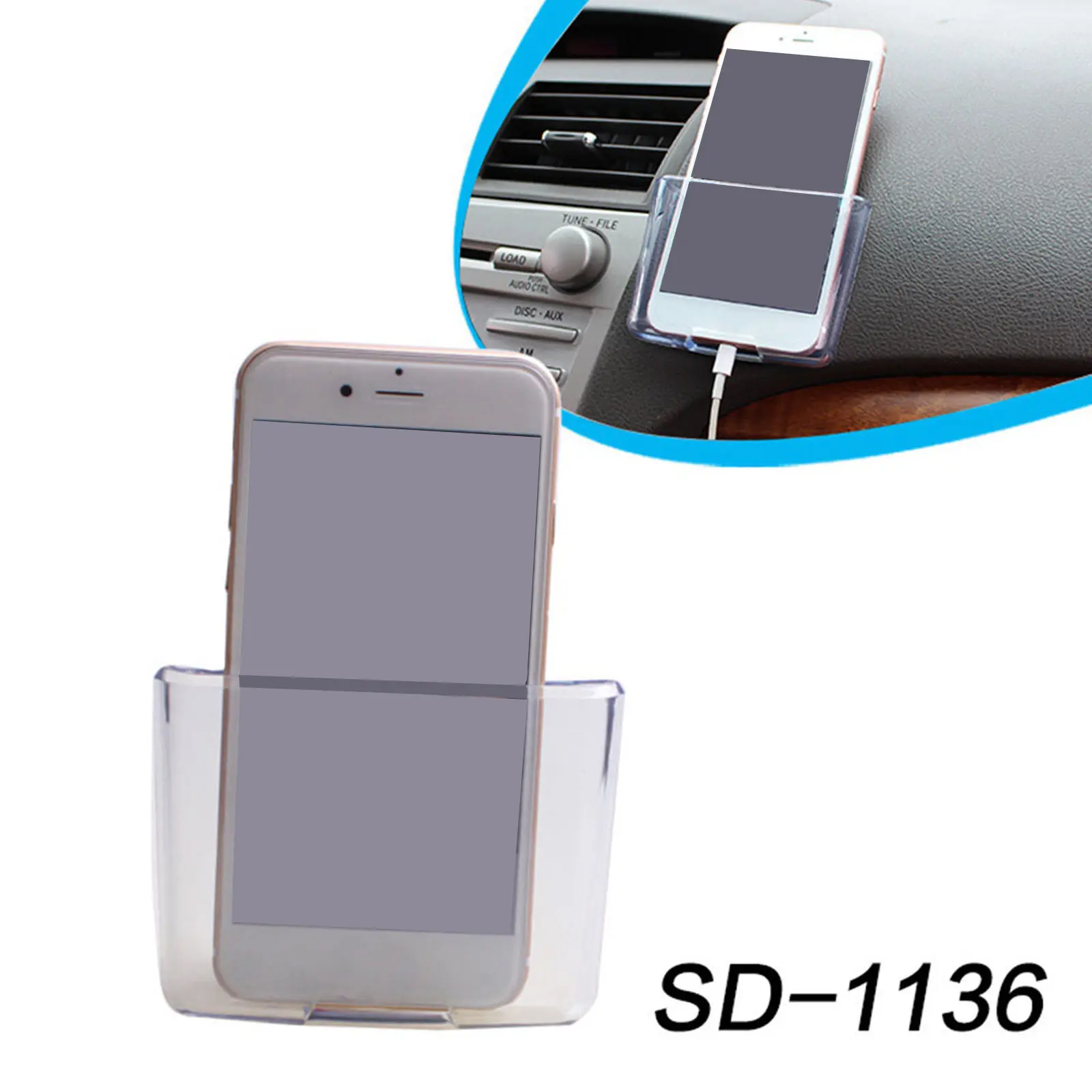 Car Phone Box Transparent Dashboard Storage Case Space Efficient Organizer for Smartphones Easy Mount Secure Fit Driving