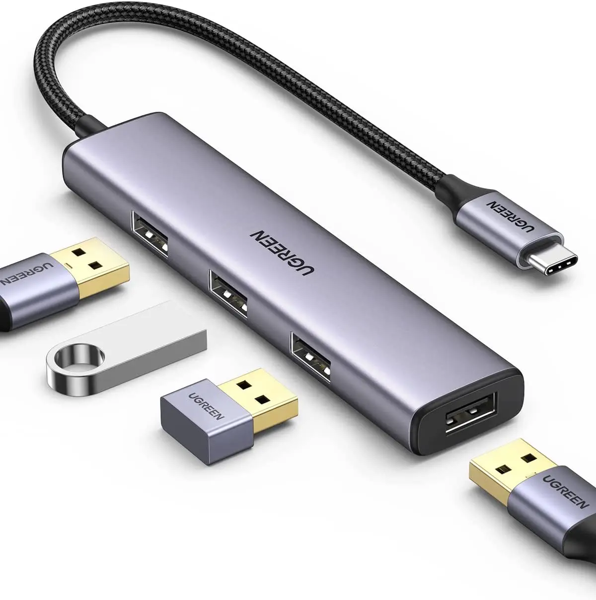 UGREEN 4 in 1 Hub USBC to USB Hub With 4 USB 3.0 Ports Aluminum Shell USB-C Hub for Laptop