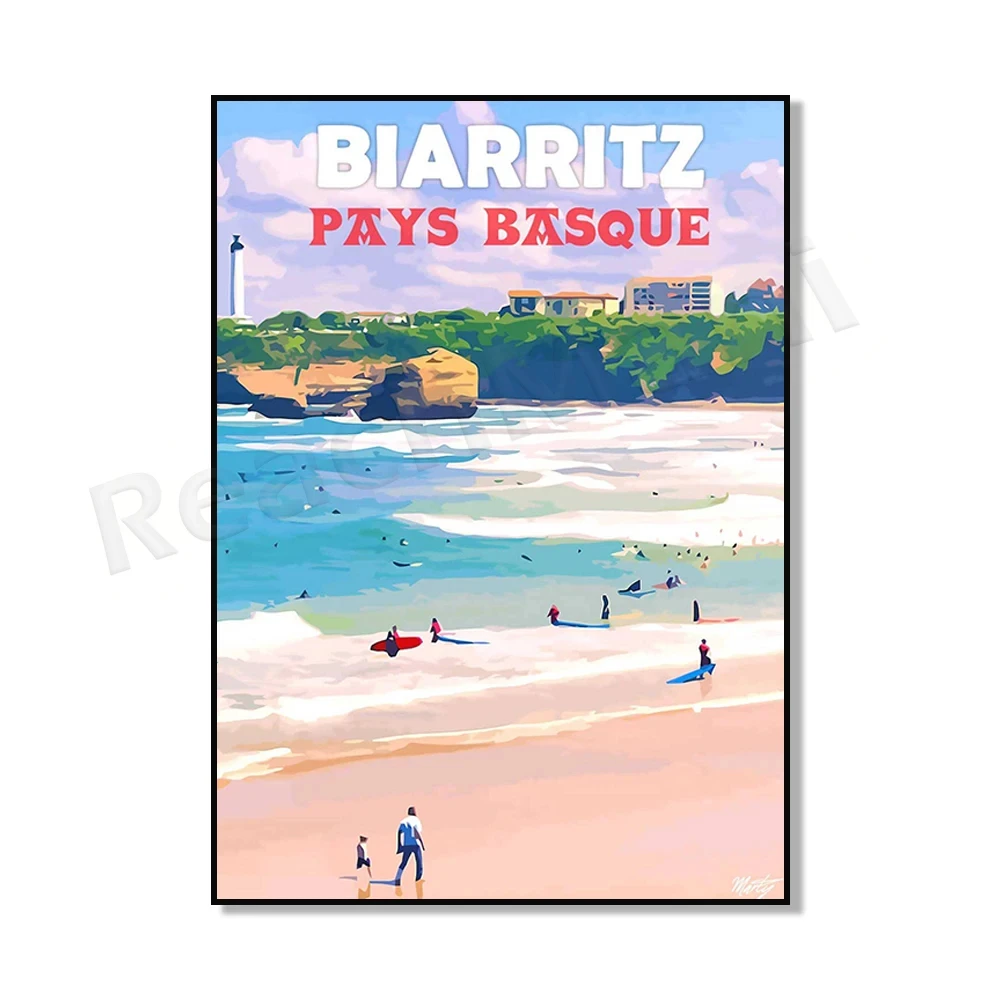 Saint-Émilion, Bayonne (French Basque Country), Dordogne-Périgord, Biarritz (Basque Country), and Arcachon Bay Tourism Posters