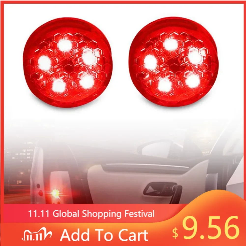 

2Pcs Car-Universal LED Wireless Car Opening Door Safety-Warning Anti-collision Lights Safety Flash Signal Flashing Alarm Light