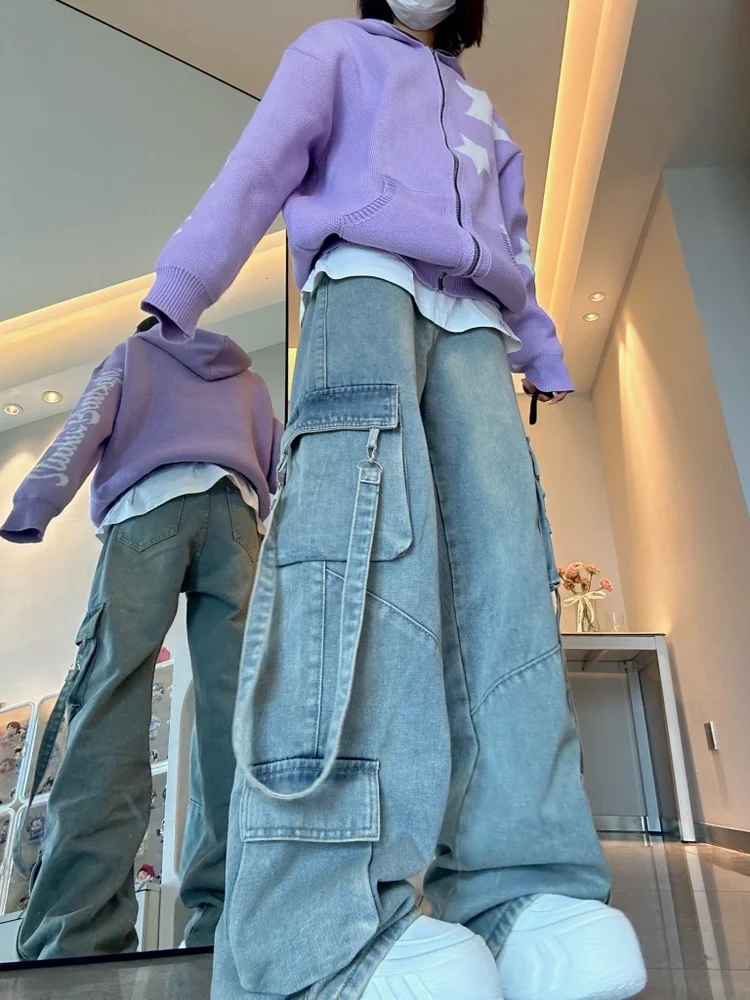 

Американские ретро-джинсы: мужские повседневные свободные прямые брюки, женские широкие джинсы в стиле хип-хоп для весны и осени