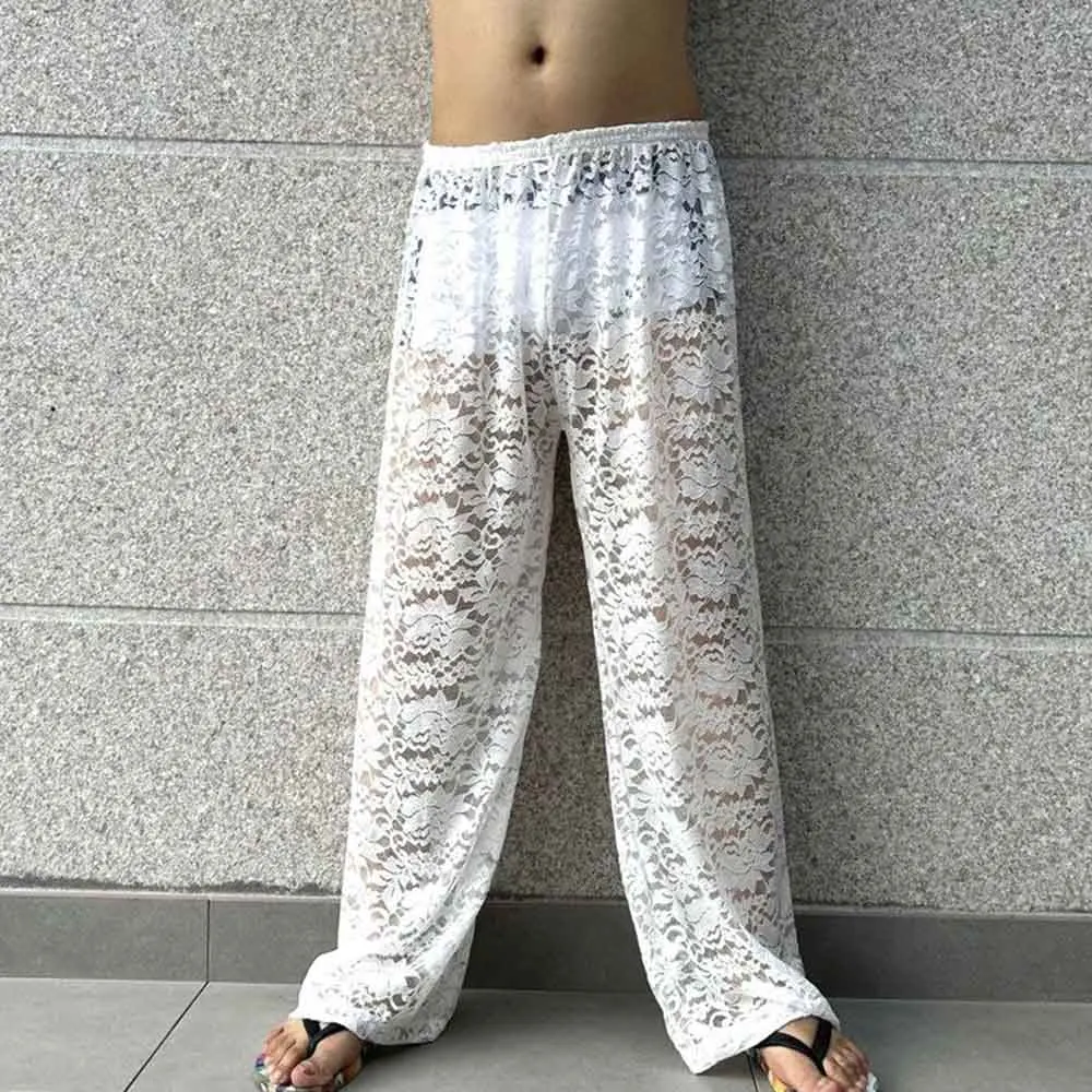 

Winter New Men's Lace Hollow-Out Straight Leg Trousers American Retro Fashion Trend High Street Loose Casual Niche Men's Bottoms