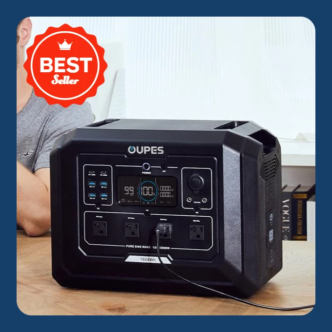 

1 Portable Power Station 2000W (4500W Peak), 1024Wh LiFePO4 Battery Generator with 1400W AC Charging & 800W Solar Charging