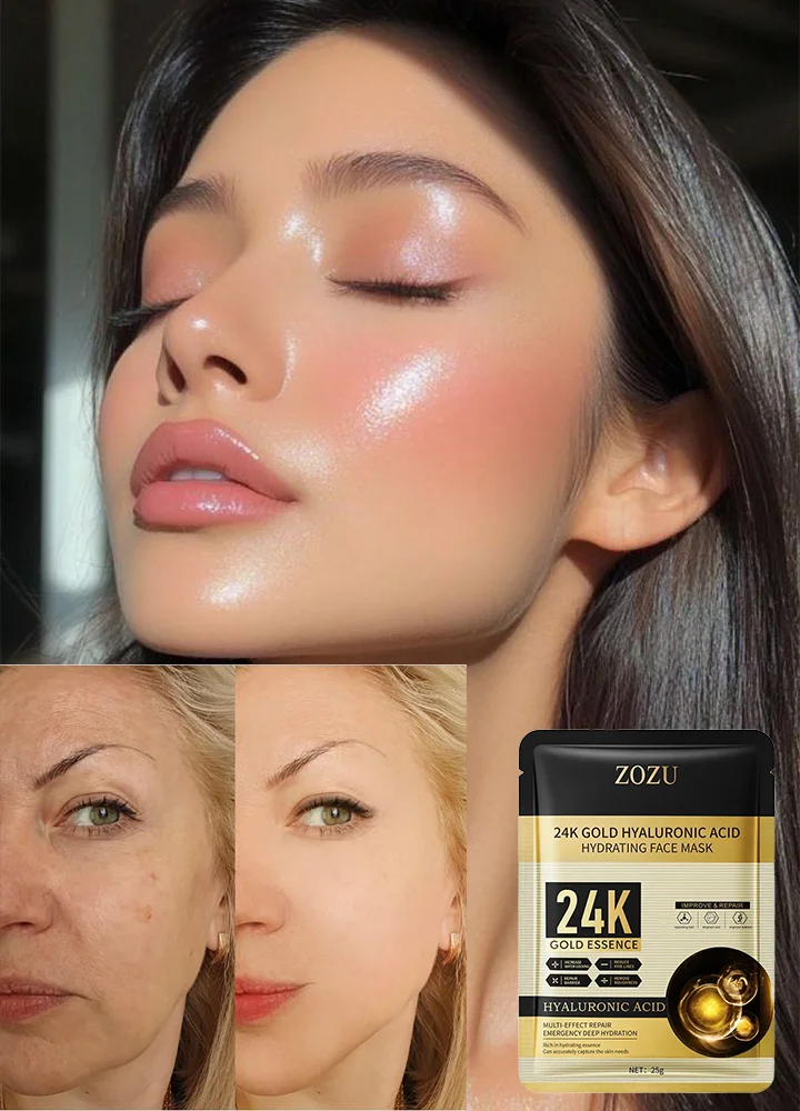 

24k Gold Hyaluronic Acid Moisturizing Facial Mask Anti-Aging Oil-control Mask for Face Women Korean Skin Care Products