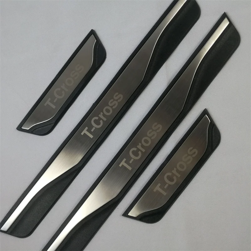 Car Accessories For Volkswagen T-cross Door Sill Pedal Scuff Plate Stainless Steel Guard Protector Car Styling Sticker