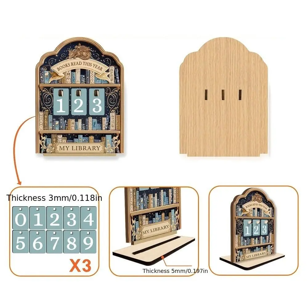 Picture 4: Creative 2D Books Read Tracker Books Read This Year Wooden Reading Tracker Signage Handmade Reading Counter Book Lovers