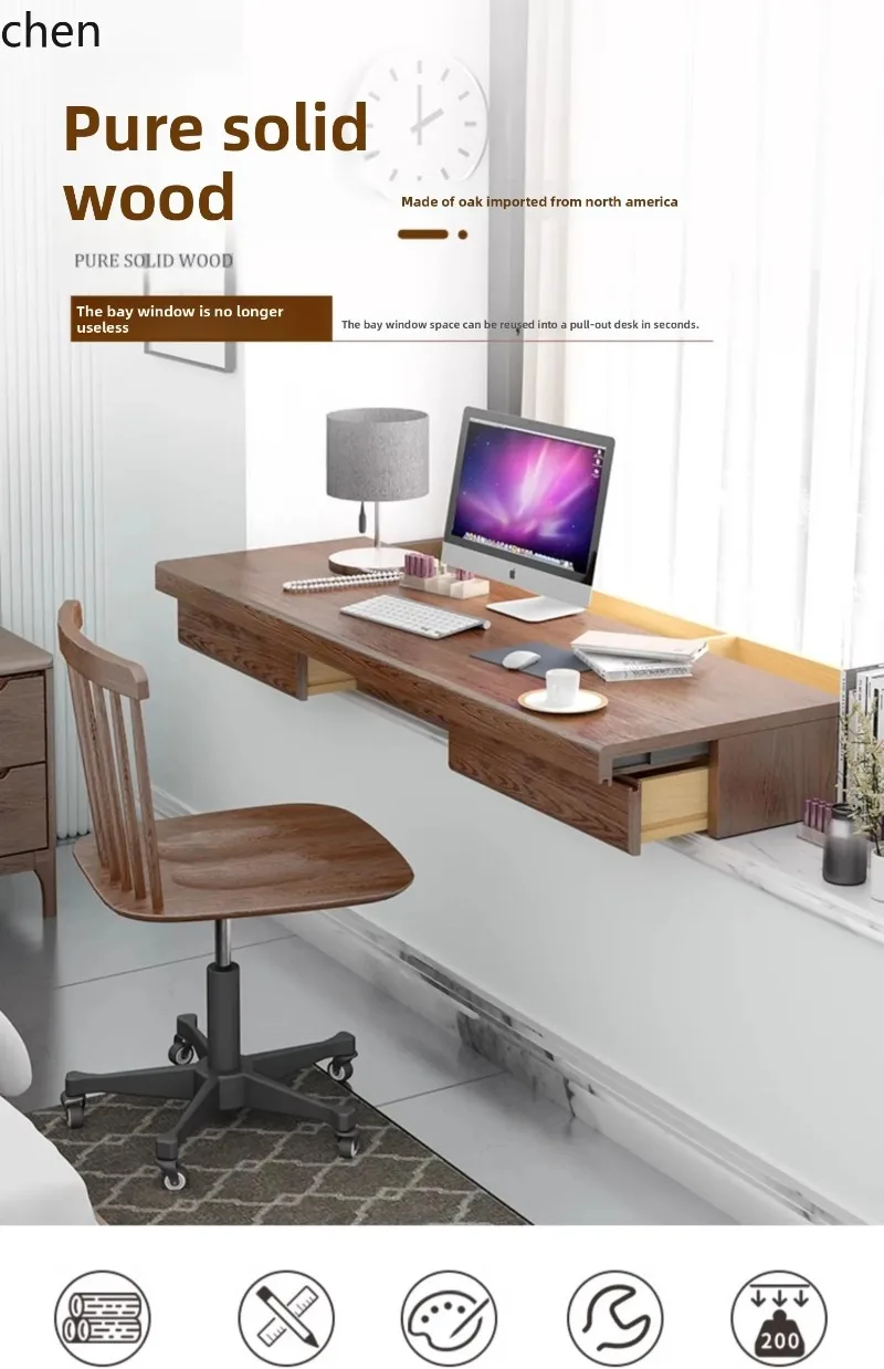 Y25-solid Wood 1.2-1.4-1.6-1.8- 2m Customized Bay Window Desk 0.8 Bedroom Computer Desk N10