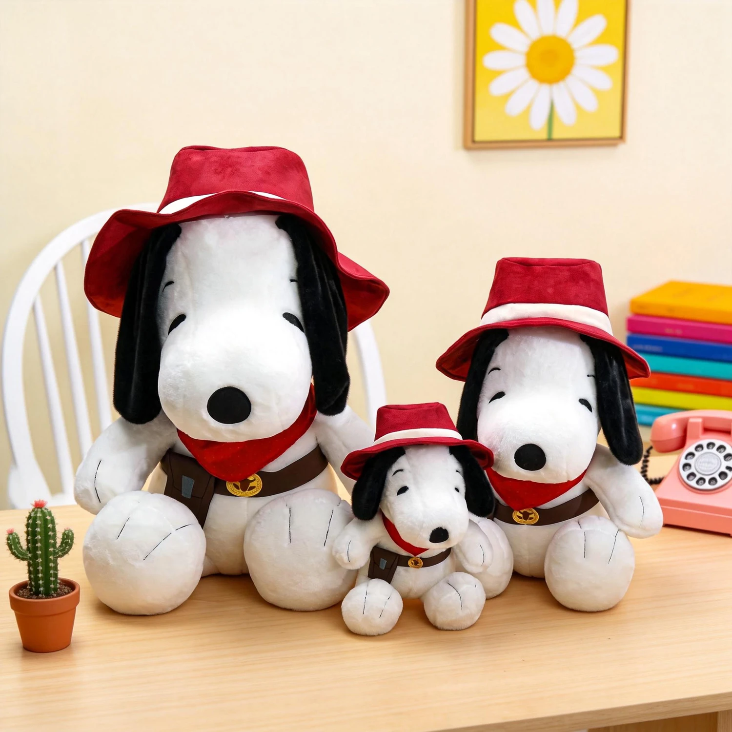 

Новая плюшевая игрушка-подушка Снупи в ковбойском стиле, 70 см, милый мультяшный пес, плюшевая кукла для дивана, подарок на День рождения