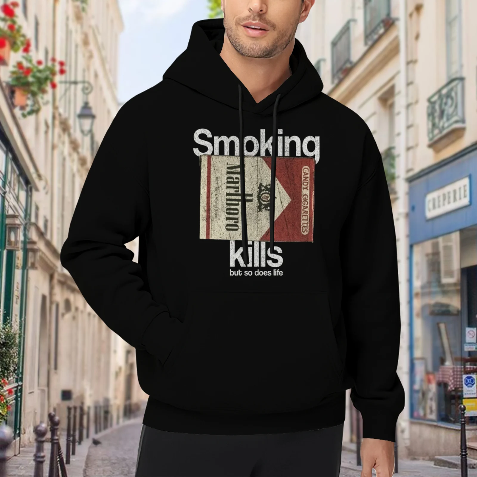 Vintage Smoking Kills Graphic Hoodie Men Women Unisex Streetwear Funny Cigarette Pack Print Hooded Sweatshirt Casual Pullover Tops