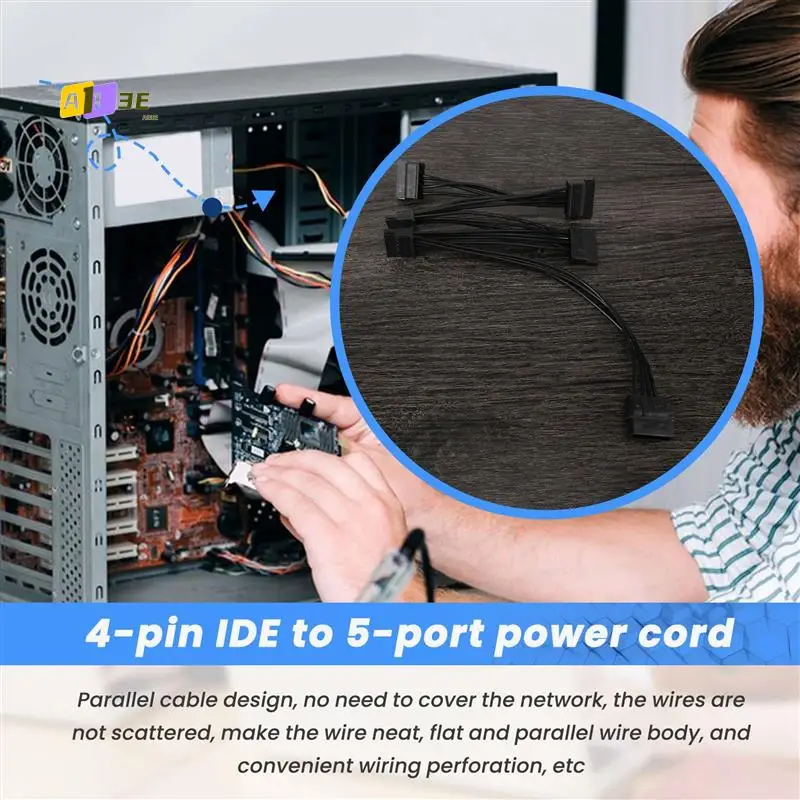 

A13E-4Pin IDE к 5-портовому кабелю питания 4-контактный Molex к мульти-порта SATA 18AWG Провод питания для жесткого диска HDD SSD ПК