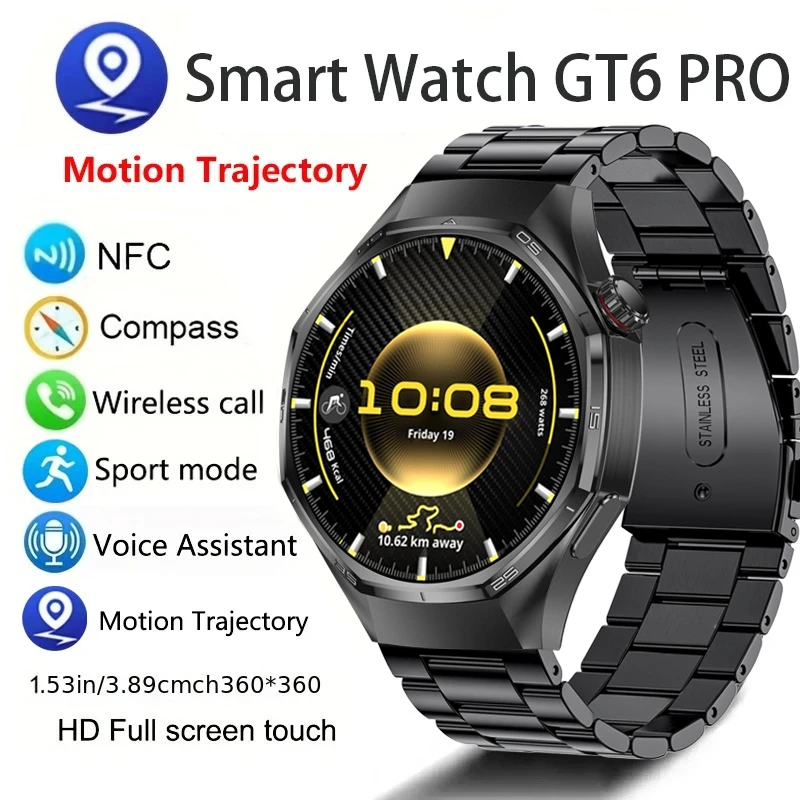 

2025 New Men GPS Smart Watch 360 * 360 AMOLED Screen Bluetooth Call NFC Heart Rate Monitoring IP68 Waterproof SmartWatch for Men