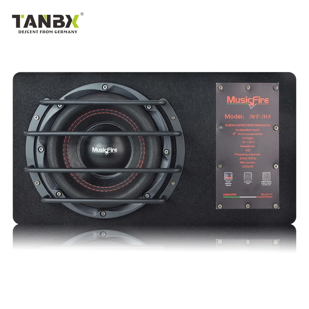 New Audio System Mini Size Active 8 Inch Car Subwoofer Bass Woofer with Max Power 2000 Watts High Power Amplifier Bass Speaker