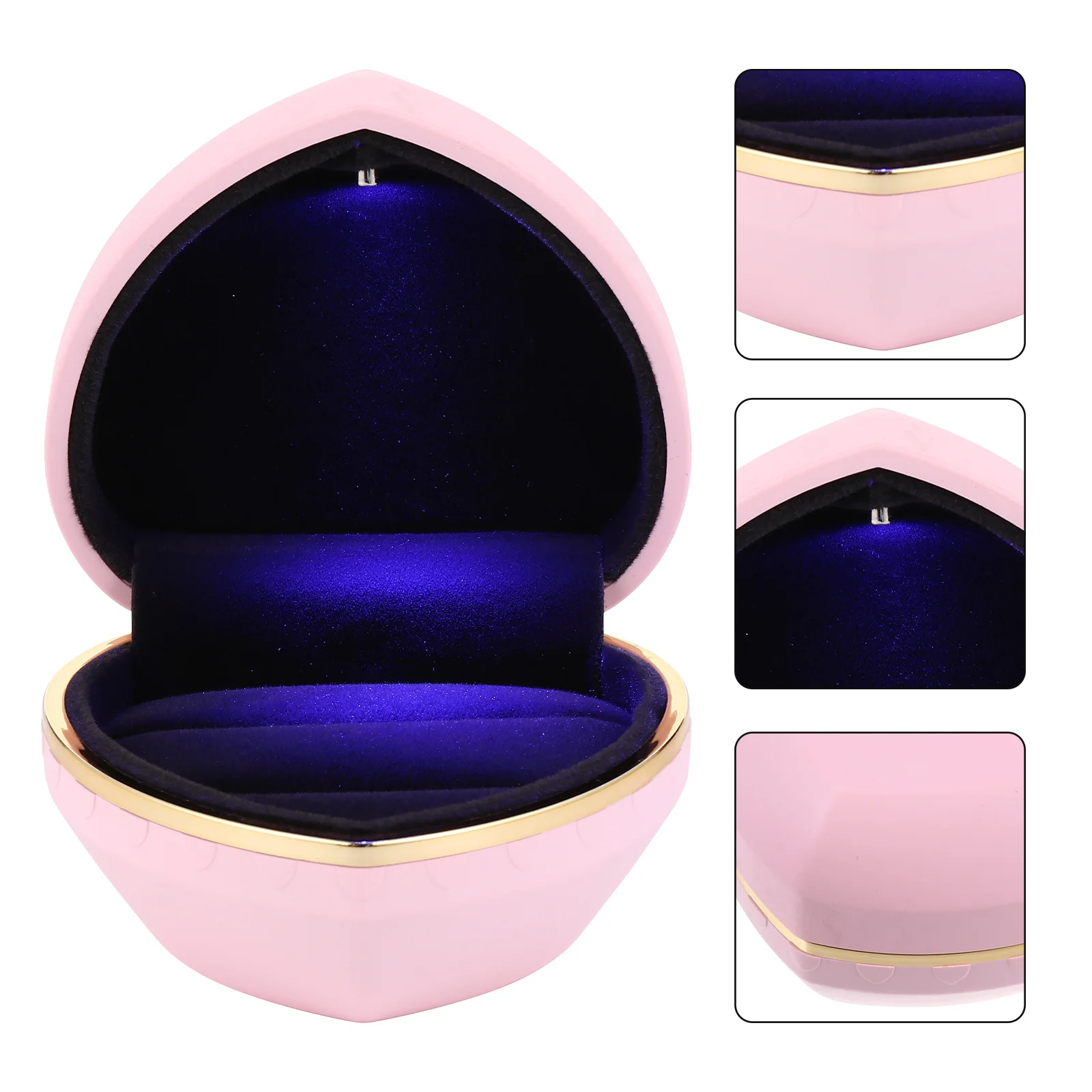 

1Pcs Heart Shape Ring Box LED Lighted Jewelry Box for Engagement Wedding Proposal with Soft Lining Scratch Resistant Premium