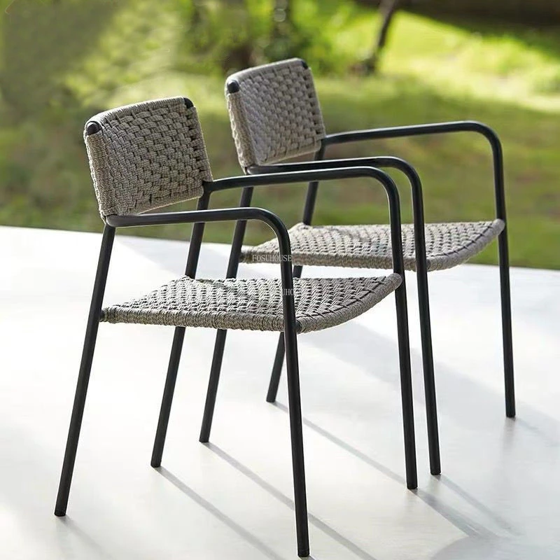 

Wrought Iron Rattan Outdoor Chairs Modern Leisure Outdoor Furniture Balcony Backrest Beach Chairs Home Garden Tables and Chairs