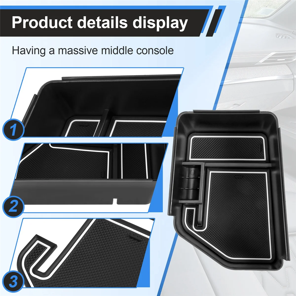 Vassoio organizer classico per console centrale per 2022+ Kia EV6 Scatola portaoggetti per bracciolo Accessori interni con portamonete, Bianco