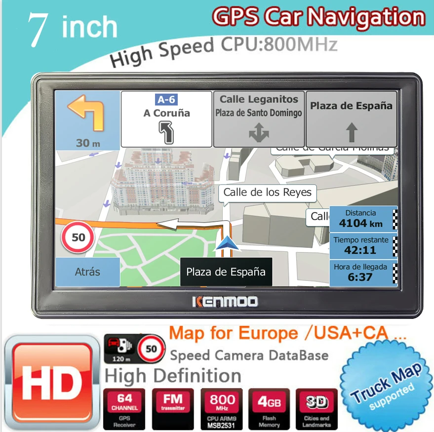 7 Inch HD GPS Portable Navigation 2026 Maps for Europe Russia Car TRUCK CAMPING Caravan Navigator Sat Nav Free Updates T701