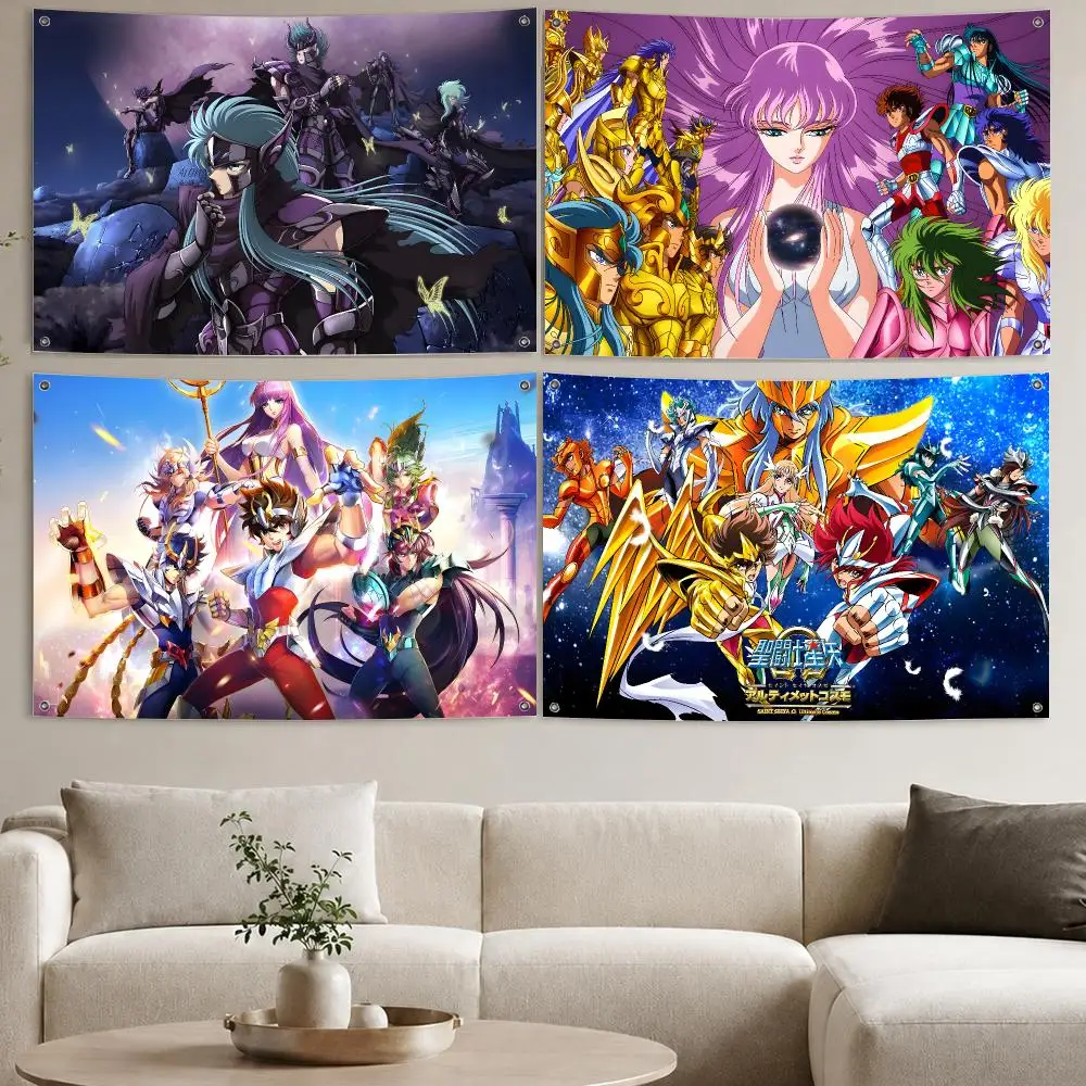 Saint Seiya Flags Aesthetic Wall Tapestry Printed Wall Hanging Living Room Party Outdoor Decor