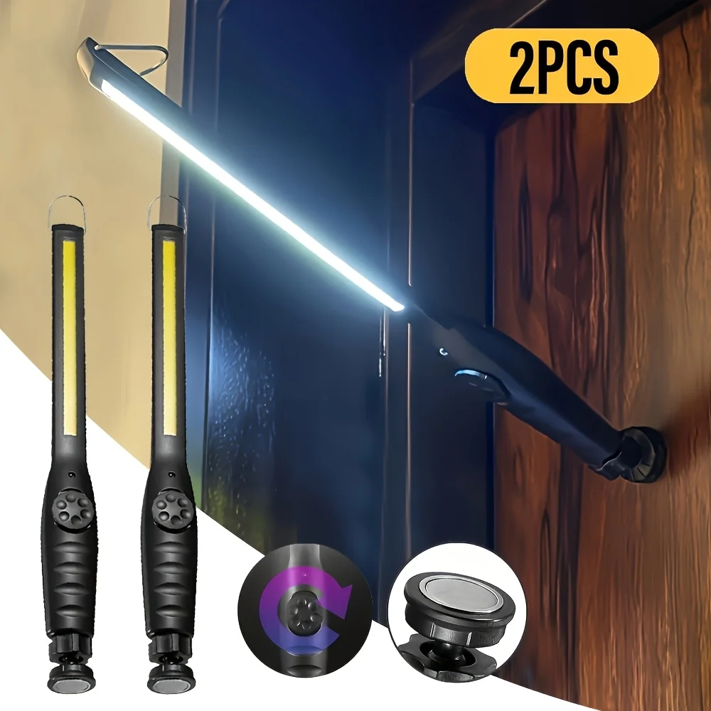 Powerful COB+LED Flashlight Magnetic Work Light USB Rechargeable Torch Portable Lantern Inspection Light Camping Car Repair Lamp