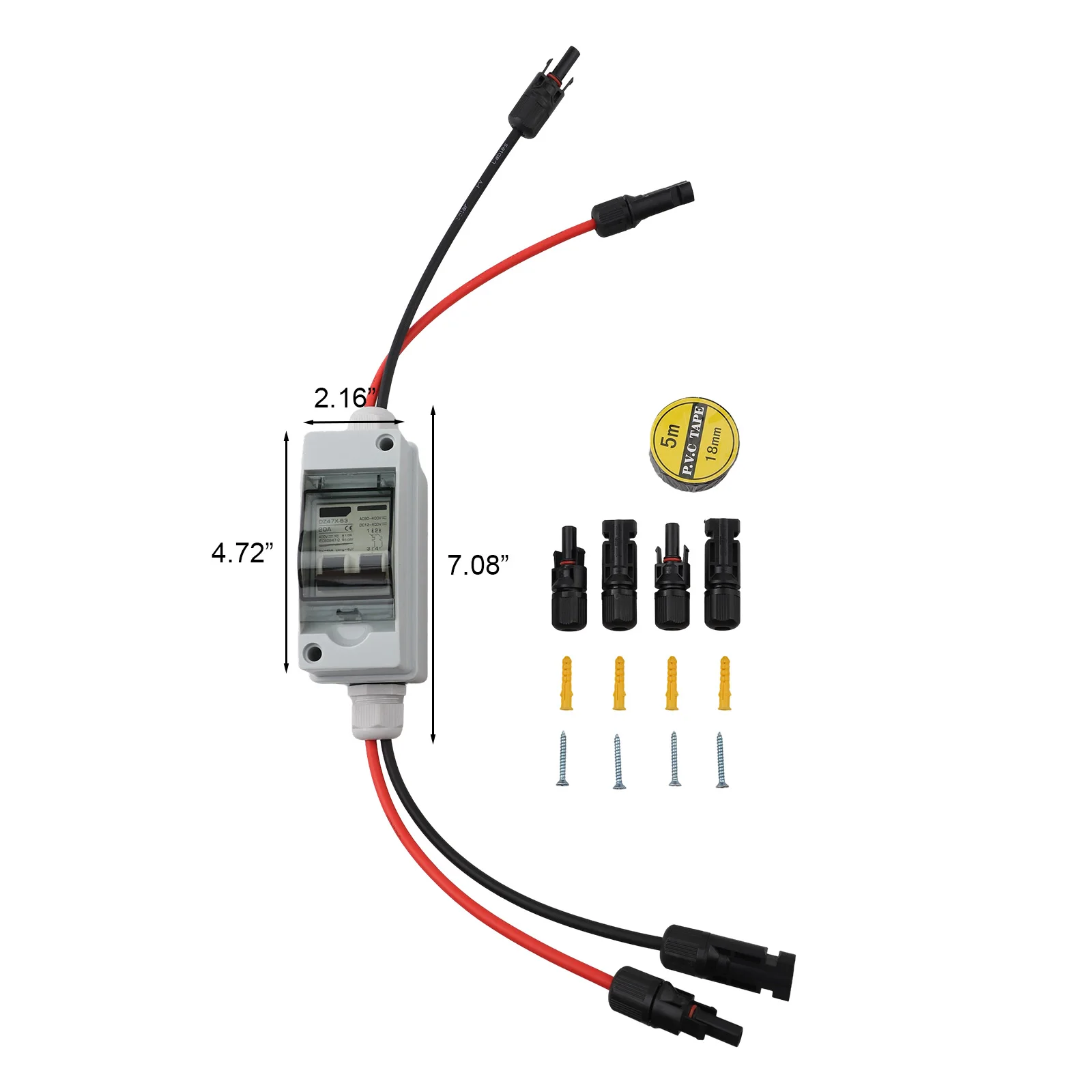 2 เสา Circuit Breaker DC Circuit Breaker กล่องกลางแจ้งไม่มีขั้ว V1 สารหน่วงไฟ Rating ที่ถูกต้อง Current Trip