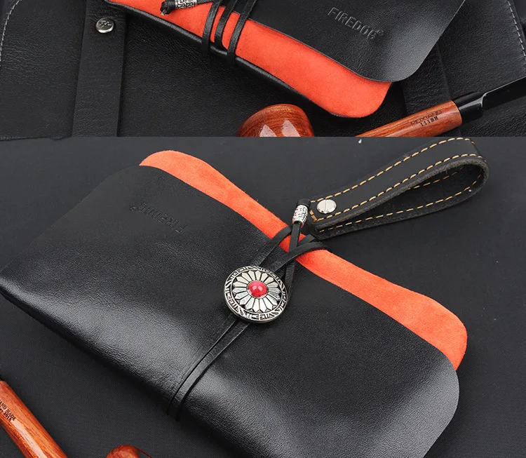 Portable Sheepskin Bag Leather Pipe Tobacco Storage Bag For Knife Case Protection Shell Zipp Lighter Storage Bag