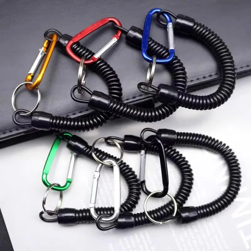 1/2pcs Carabiner Retractable Anti-Lost Cord Spring Take Up Rope Strong Load Bearing Metal Buckle for Fishing Climbing Outdoor