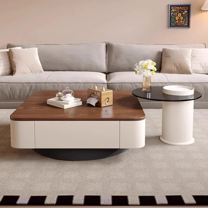 Medieval style light luxury high-end solid wood child and mother coffee table combination modern simple living