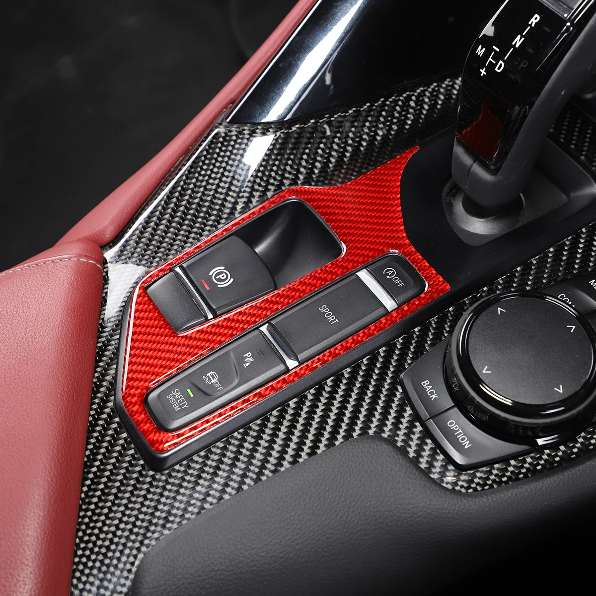 

Red carbon fiber Stickers For Toyota GR Supra A90 19-22 center console control panel navigation frame Stickers Car Accessrories