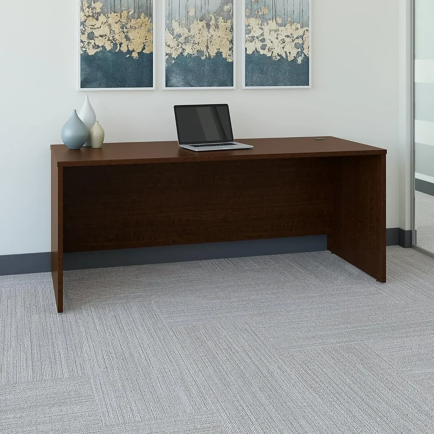 Series C Office Desk, Large Computer Table for Home and Professional Workplace, 72W x 30D, Mocha Cherry