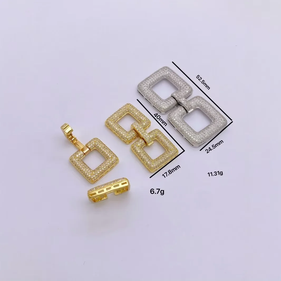 2 Pcs  Gold plated Cubic Zircon CZ Micro Pave Multi Strands Clasp Necklace Bracelet Jewelry Making DIY