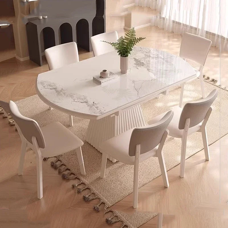 

Designer White Floor Table Unique Waterproof Restaurant Dining Tables Kitchen Modern Big Tavoli Da Pranzo Home Furniture