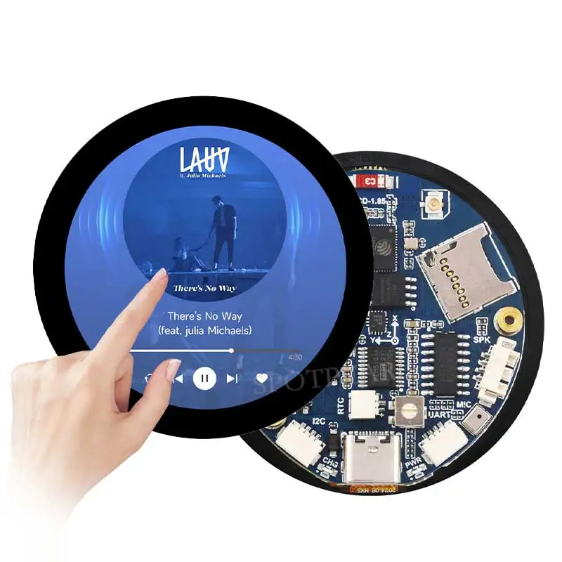 Placa de desenvolvimento esp32 s3, tela lcd redonda de 1.85 polegadas, 360x360, sensor qmi8658, microfone, sd, áudio mp3, porta de bateria lvgl/hmi para