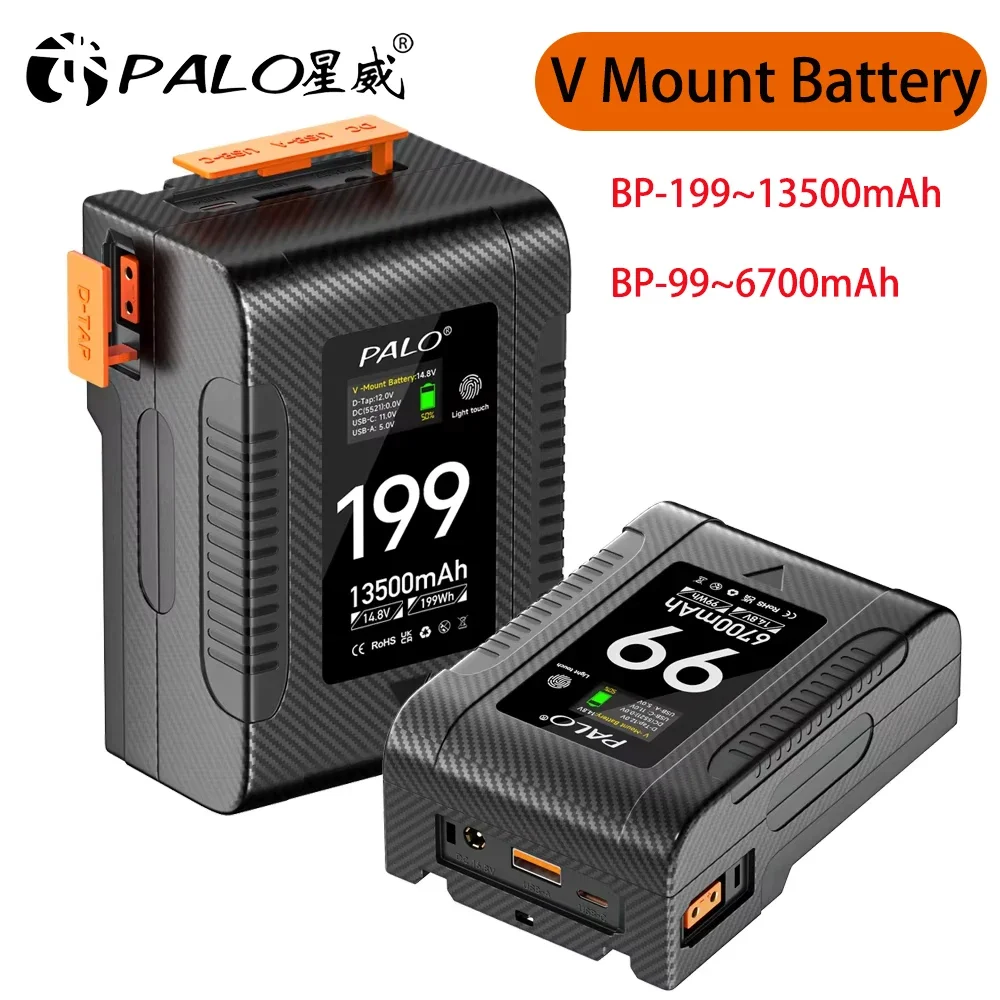 PALO V Mount Lock BP-199 Аккумулятор V-Mount BP-99 Портативные аккумуляторы с USB-кабелем Type-C PD65W для камер Смартфонов Фото №2