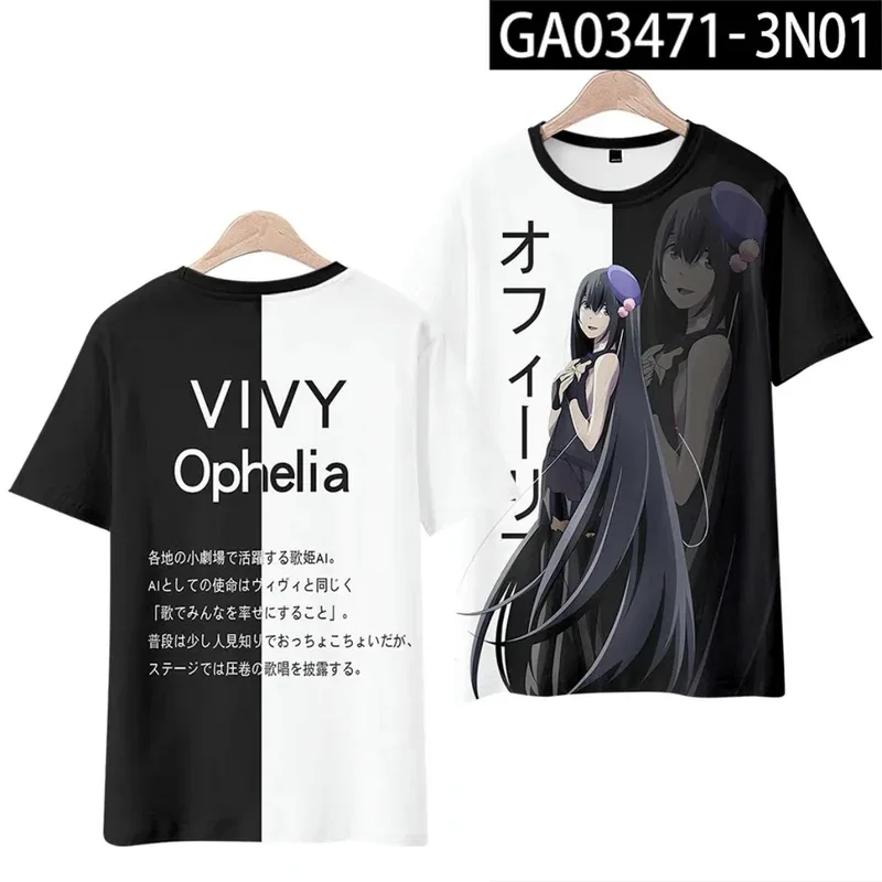 Vivy fluorite kamera 3d, camiseta manga curta populer anime japons streetwear 2024