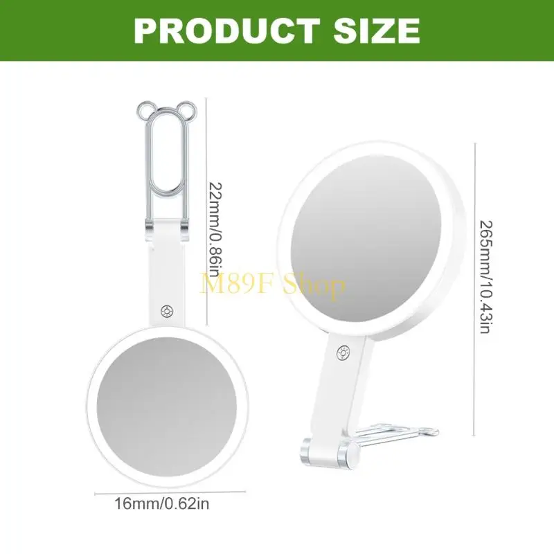 M89F Foldable LED Cosmetic Mirror With 5X10X30X Magnifier Memory Function 360°Rotate