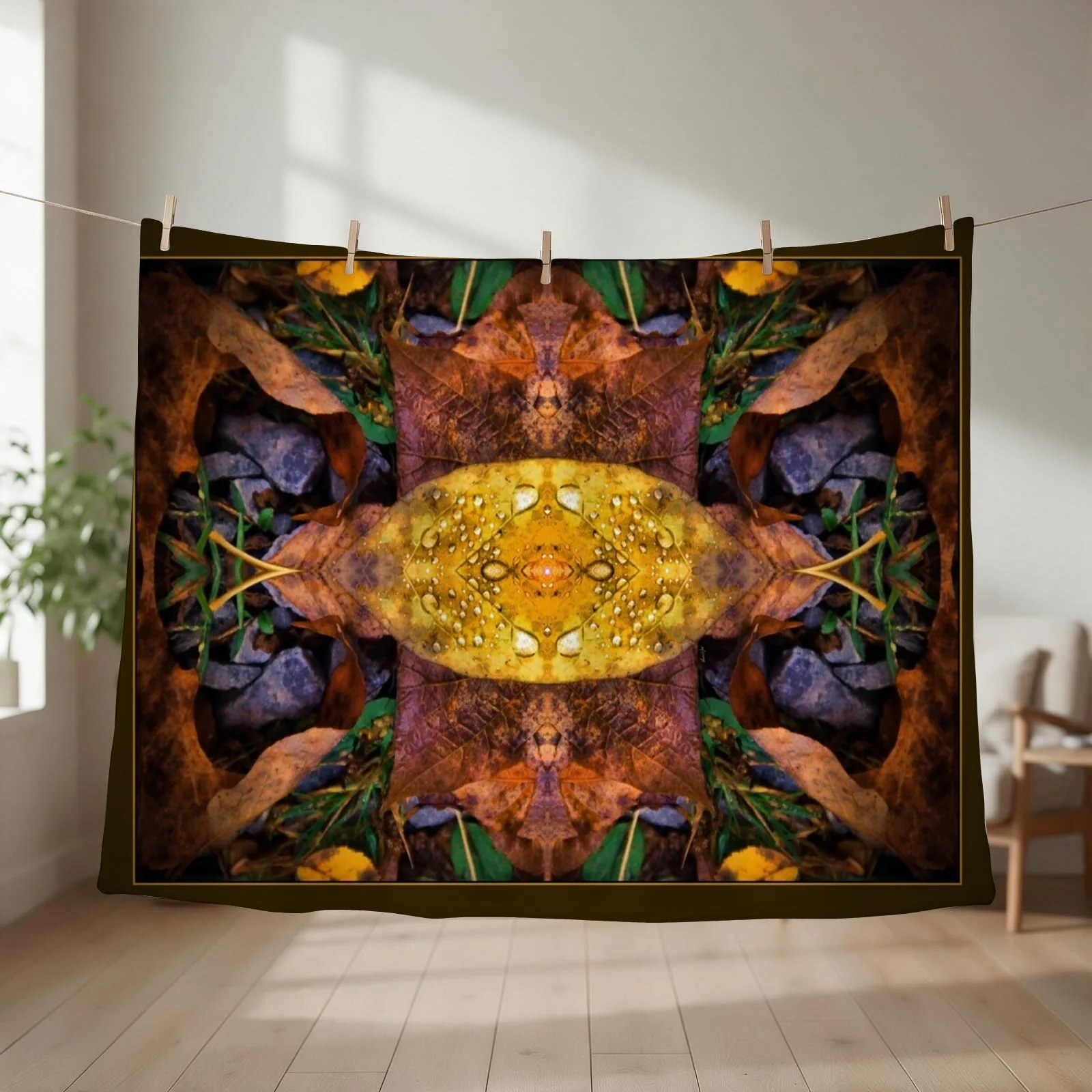 Native Leaf Rain Collage, Nature Abstract Throw Blanket christmas gifts Decorative Beds Custom funny gift Blankets