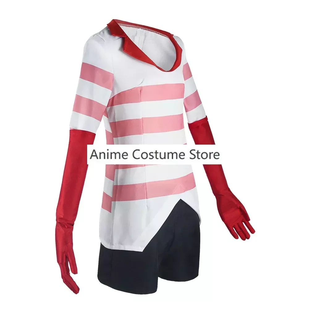 زي تنكري نسائي لغبار الملاك ، أنيمي خيالي ، تنكر فندق كرتوني ، ربطة عنق ، فستان وردي ، زي لعب الأدوار لعيد هالوين ، قفازات ، نساء