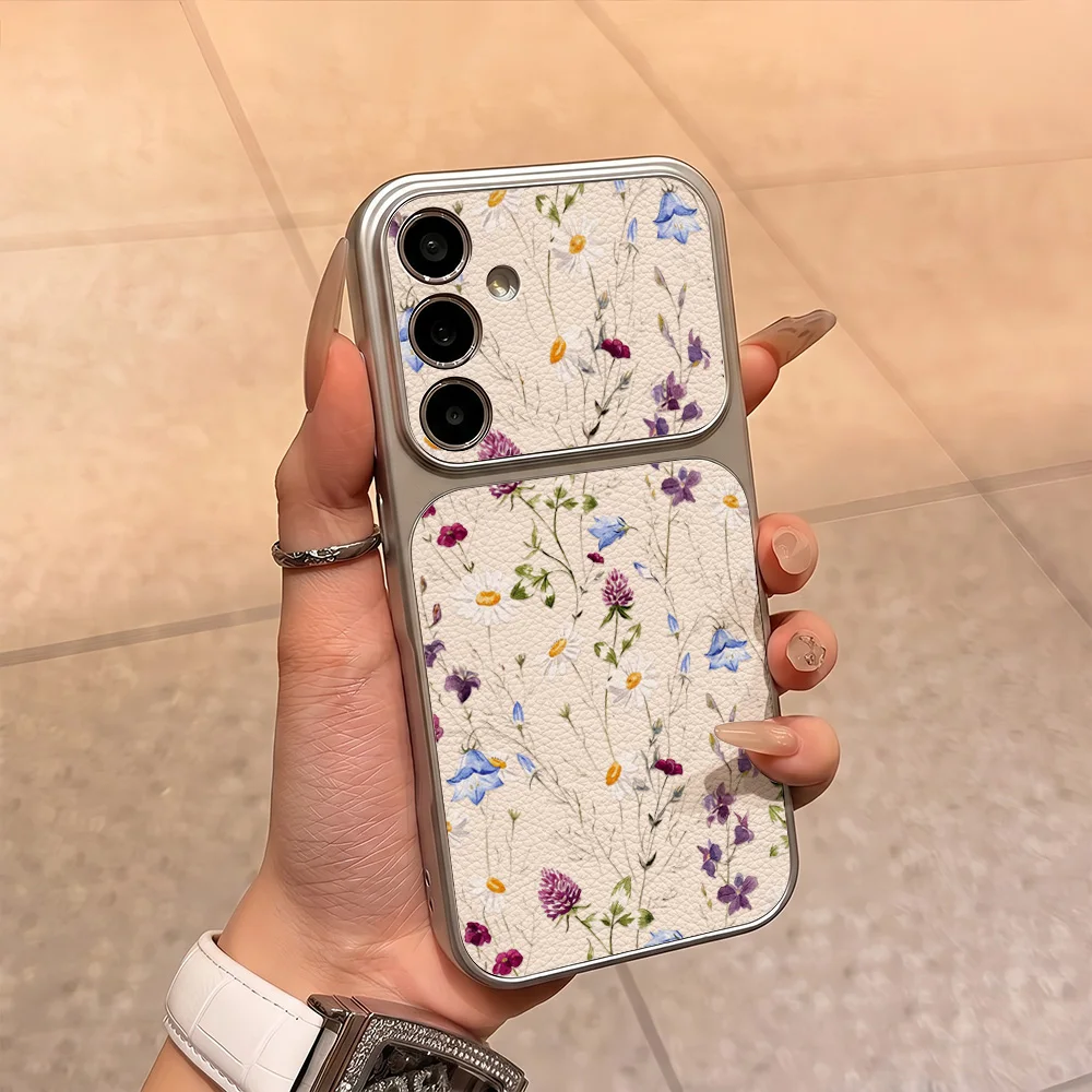 Flower Phone Case For Samsung A57 A56 5G A16 A55 A37 A17 A54 A53 A36 A06 A07 A26 S26 Ultra S25 S23 S24 FE Lychee Leather Cover