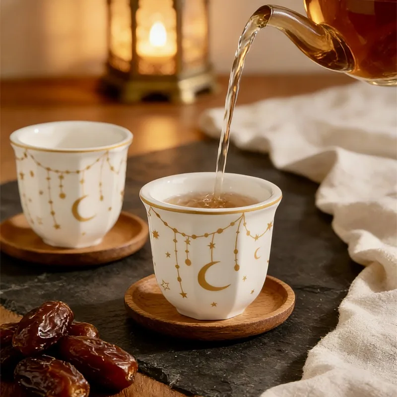 Middle Eastern Tea Cup Latte Art, Hand-held Espresso Cup, Accompanied By A High-value Kabuki Coffee Cup As A Gift