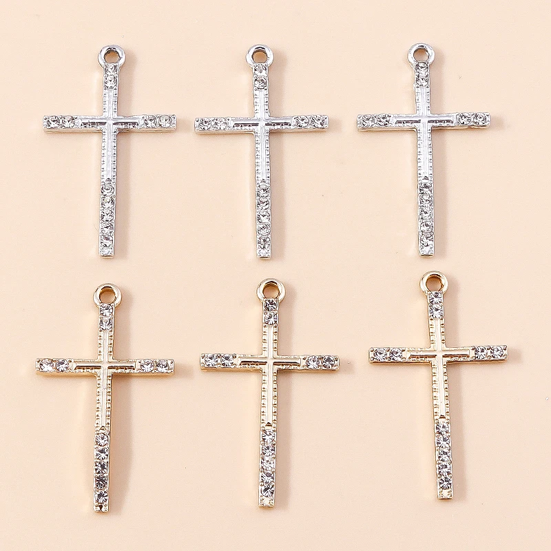 10pcs Luxury Gold Silver Color Cross Charms for Jewelry Making Handmade Crosses Pendant Necklace Keychain Diy Jewelry Findings