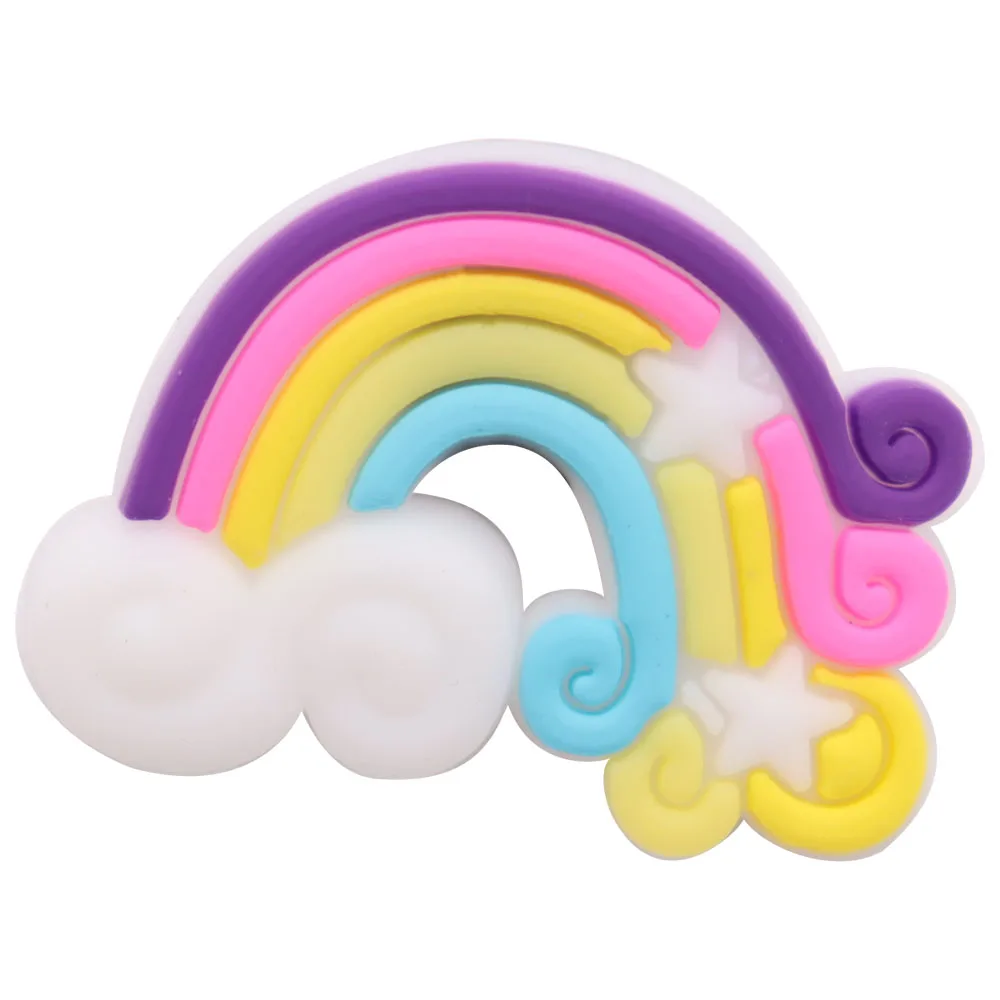 10-23Pcs Colorful Rainbow PVC Shoe Buckle Accessories Funny DIY Garden Shoes Decoration For Charms Kids Party Gift