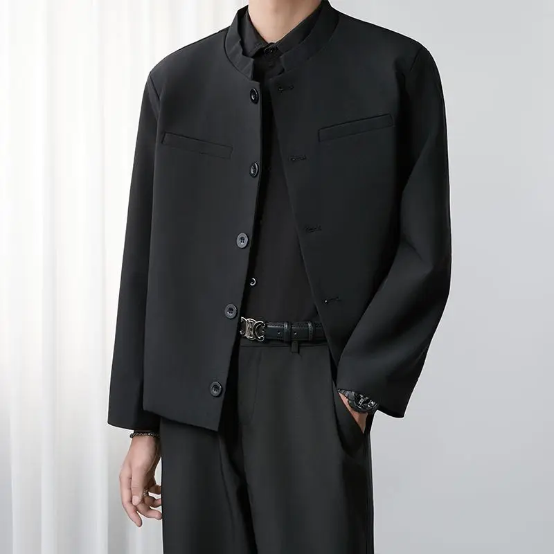 

Новый китайский повседневный мужской костюм Jaet на весну и осень с воротником-стойкой, пальто Faion Urban, свободный крой, длинный све, полиэстер