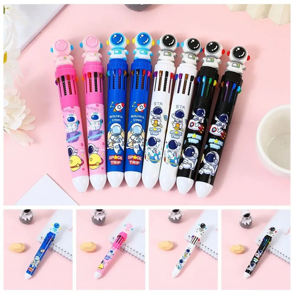 Multifunctional Astronaut Color Ballpoint Pen Quick Dry Astronaut 10 Colors Ballpoint Pen Durable 0.5mm Multicolored Pen