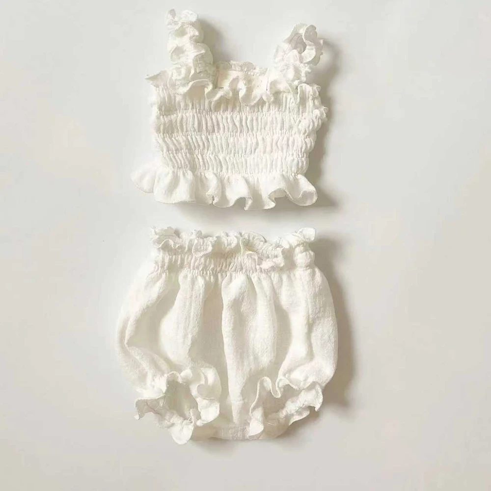 

Newborn Baby Photo Props White Ruffle Outfit Set Double Layer Cotton Infant Photography Costume Studio Props 0-3 M Baby Gift