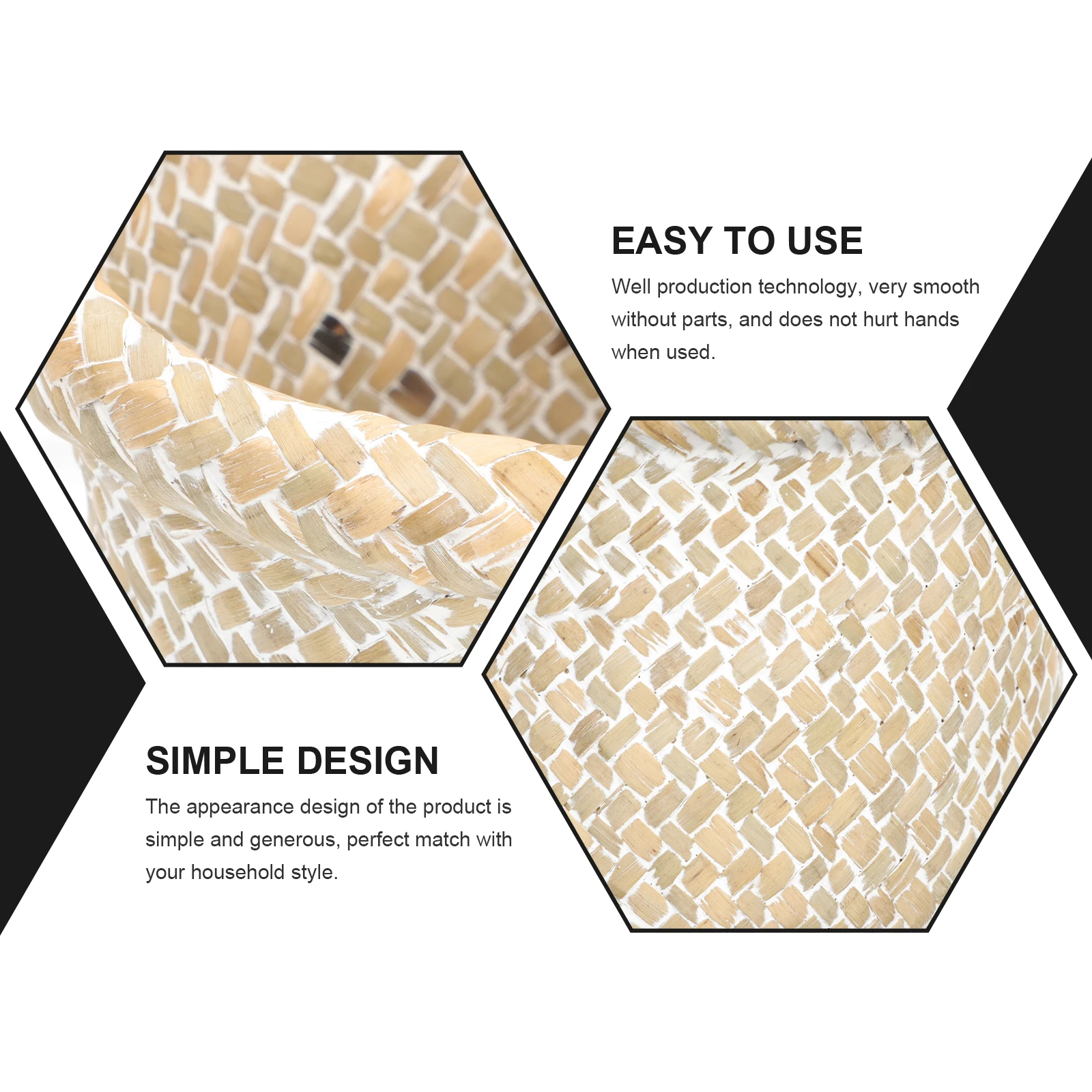 

2pcs Woven Trash Can Seegrass Waste Desktop Storage Holder Household Trash Basket Multi-Function Waste Basket Home Supply Woven