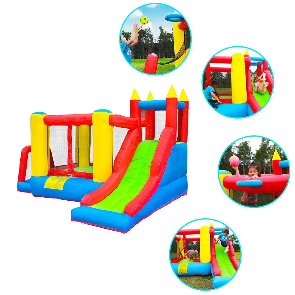 Trampolín inflable personalizado de fábrica, juego de cesta, súper Tobogán, alta calidad, castillo inflable, salto de construcción