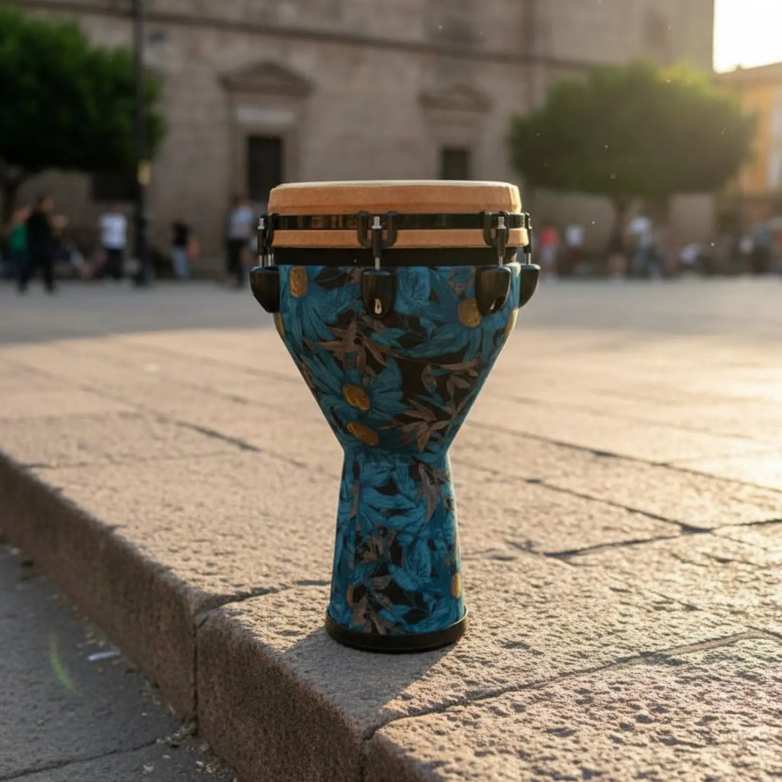 Djembe de Pele de Carneiro com Afinação Mecânica, Tambor de Mão Africano Portátil, Instrumento de Percussão Leve para Performance