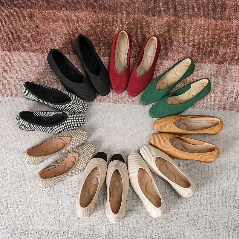 

Новые женские туфли на среднем каблуке: дышащие, мягкие, плетеные, модные слипоны в японском стиле, из материала Fly Knit