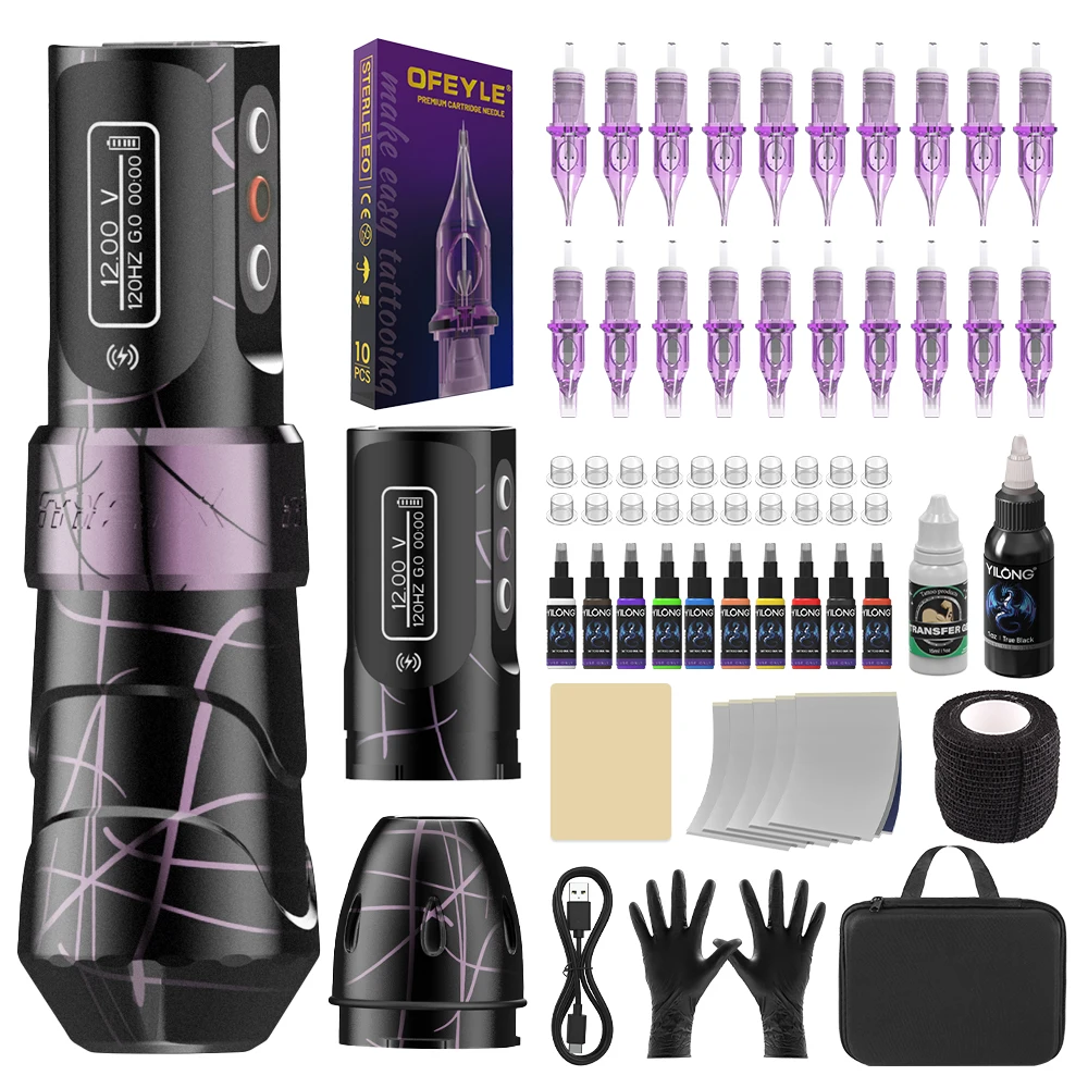 YILONG MAX Tattoo Kit 2 Battery Tattoo Pen Kit For Permanent Makeup Tattoo Machine Kit High Quality Wireless Tattoo Gun Kit